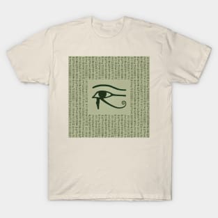 Eye of Horus, ancient Egypt, hieroglyphs, vintage look, green T-Shirt